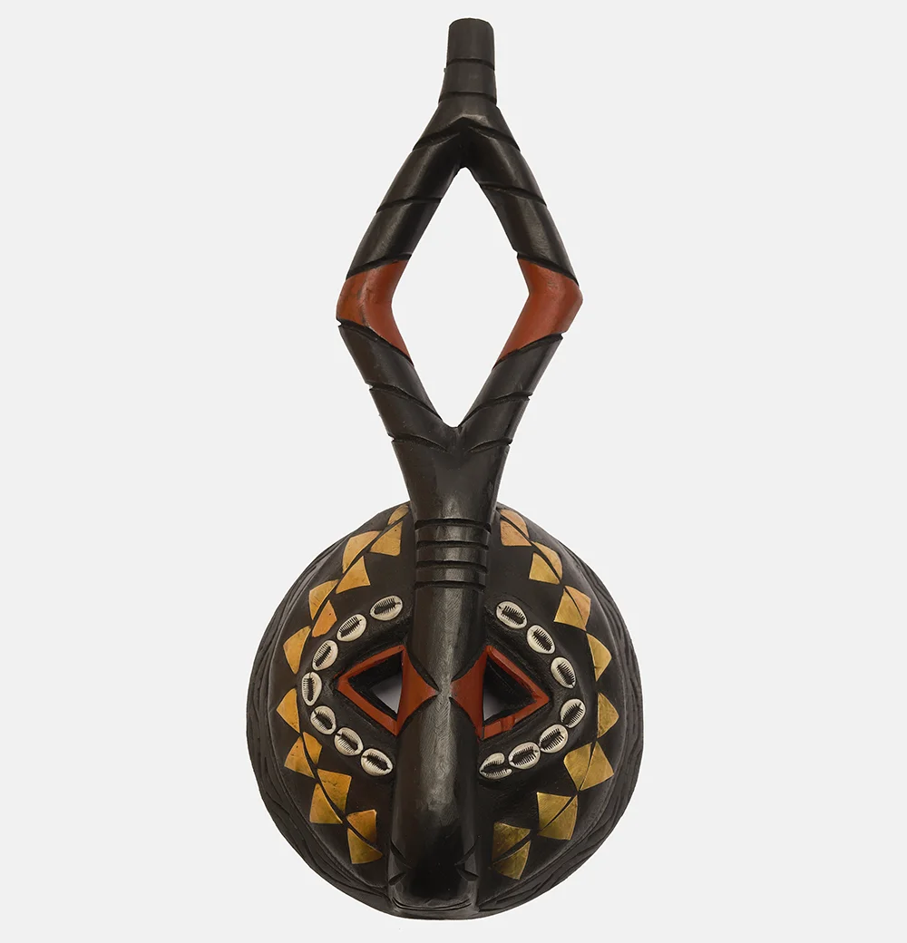 CRAFTED BRASS AND COWRIES BOBO MASKS